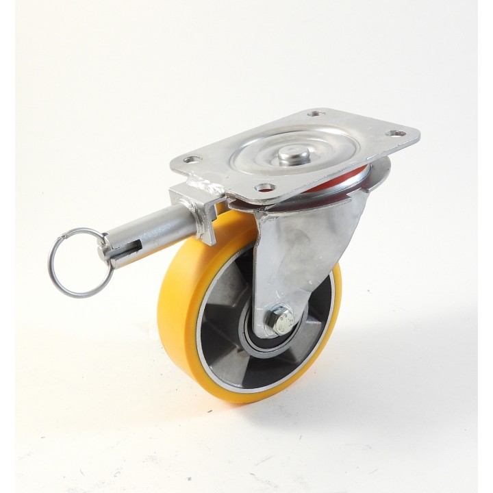 Roulette à platine, Roue à bandage polyuréthane coulé jaune, jante aluminium (série 22-40/T)