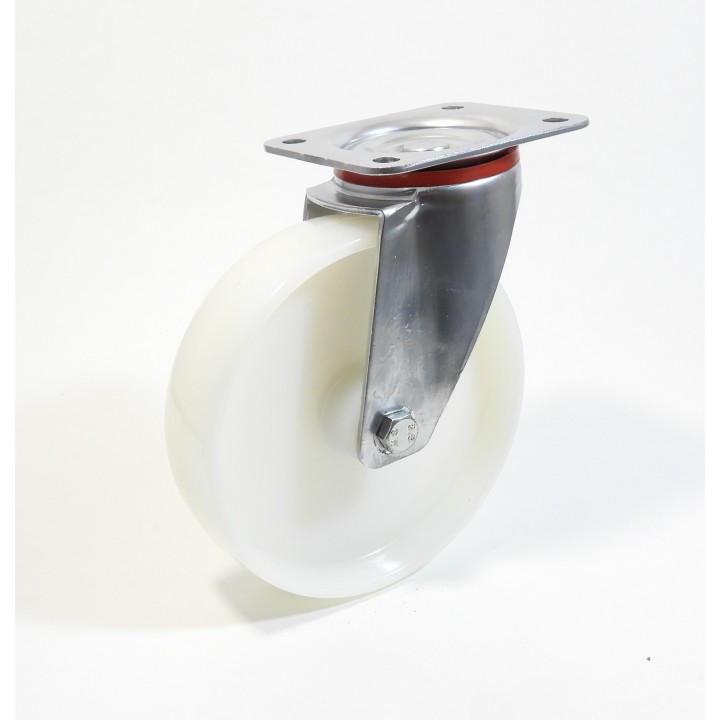 Roulette à platine, roue polyamide 6 blanc, (série 22-40/P)