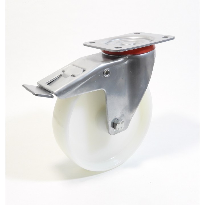 Roulette à platine, roue polyamide 6 blanc, (série 22-40/P)