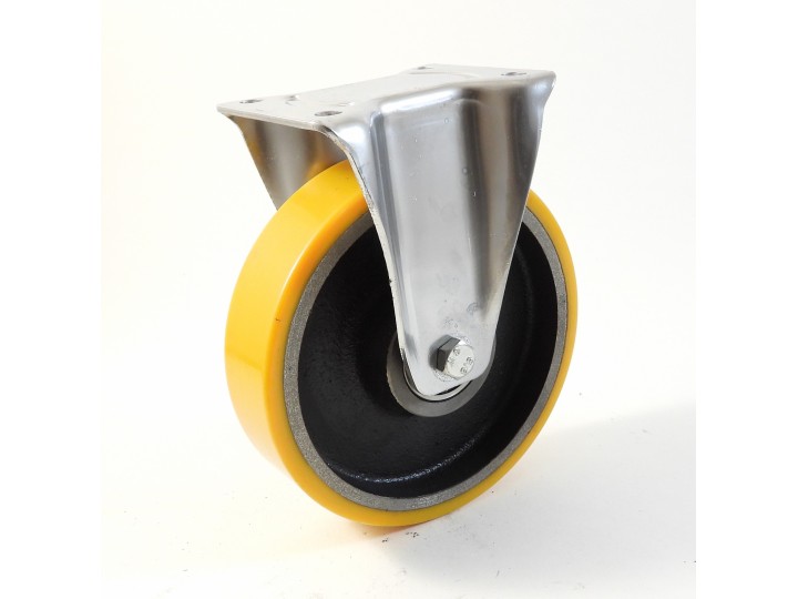 Roulette à platine, Roue à bandage polyuréthane coulé jaune, jante fonte, (série 22-40/Z)