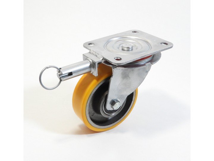 Roulette à platine, Roue à bandage polyuréthane coulé jaune, jante fonte, (série 22-40/Z)