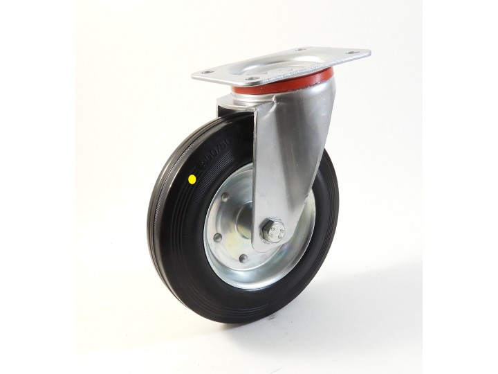 Roulette à platine, Roue à bandage caoutchouc noir antistatique, jante tôle, (série 22-40/BAS)