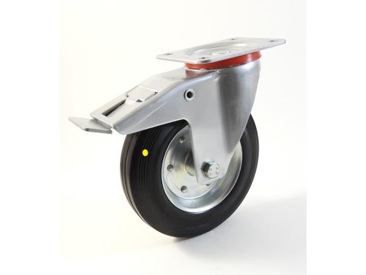 Roulette à platine, Roue à bandage caoutchouc noir antistatique, jante tôle, (série 22-40/BAS)