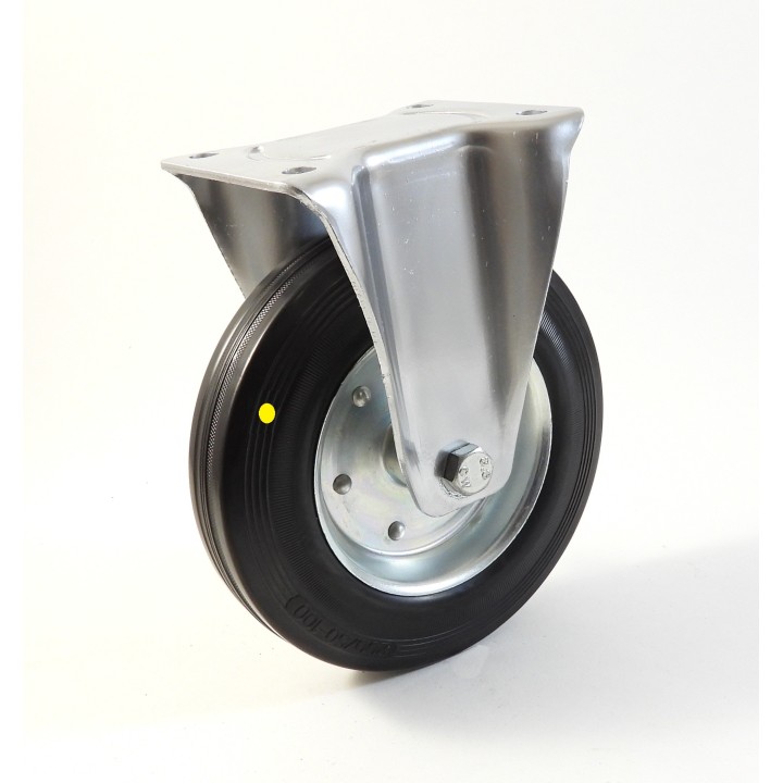 Roulette à platine, Roue à bandage caoutchouc noir antistatique, jante tôle, (série 22-40/BAS)