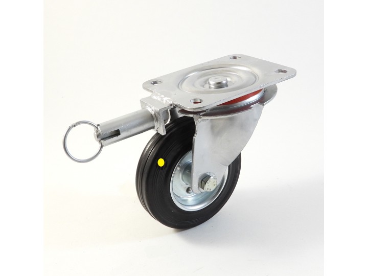 Roulette à platine, Roue à bandage caoutchouc noir antistatique, jante tôle, (série 22-40/BAS)