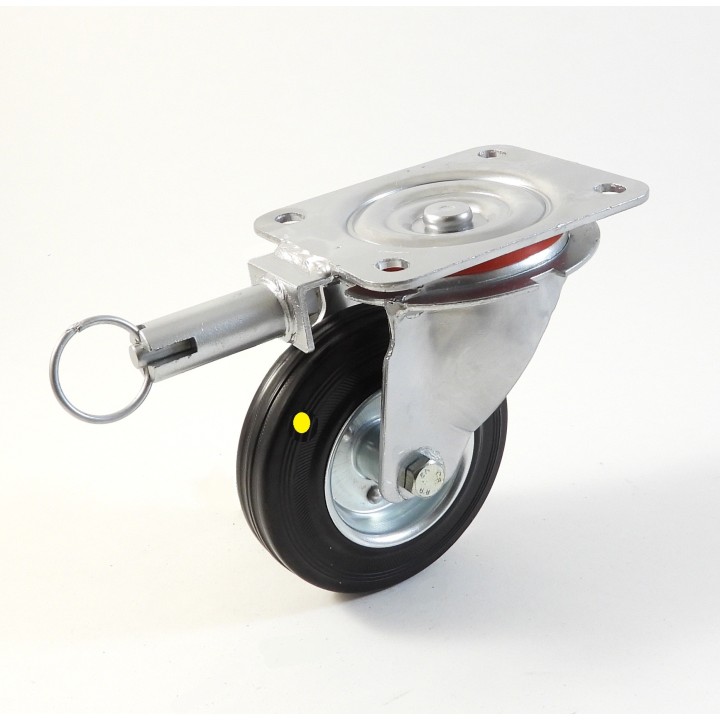 Roulette à platine, Roue à bandage caoutchouc noir antistatique, jante tôle, (série 22-40/BAS)