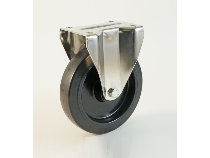 Roulette inox à platine haute température,  Roue bandage caoutchouc thermorésistant, (série HI20/FN)