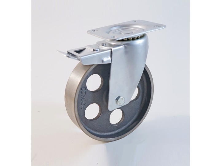 Roulette à platine haute température, Roue en fonte, jante perforée, (série H22/QE)