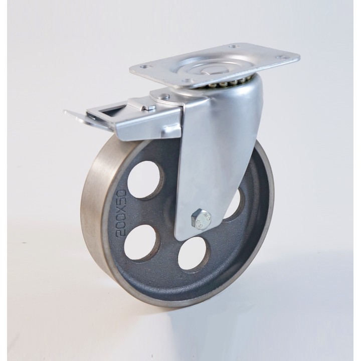 Roulette à platine haute température, Roue en fonte, jante perforée, (série H22/QE)