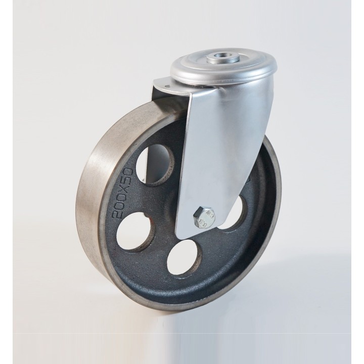 Roulette à trou central haute température, Roue en fonte, jante perforée, (série H222/QE)