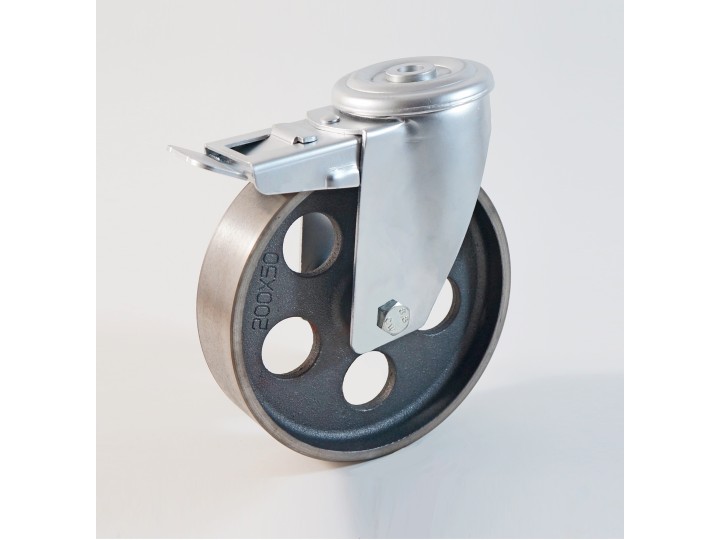 Roulette à trou central haute température, Roue en fonte, jante perforée, (série H222/QE)