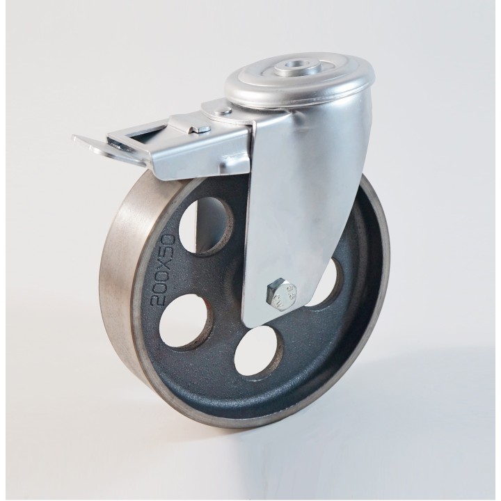 Roulette à trou central haute température, Roue en fonte, jante perforée, (série H222/QE)