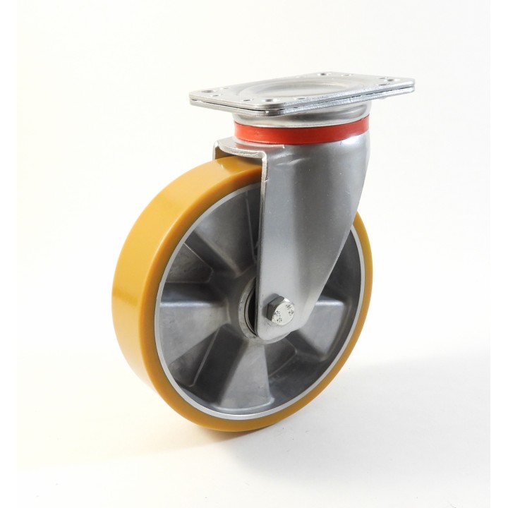Roulette à platine renforcé, Roue à bandage polyuréthane coulé jaune, jante aluminium (série 60/T)