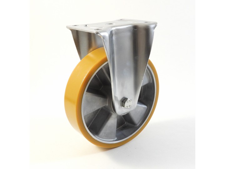Roulette à platine renforcé, Roue à bandage polyuréthane coulé jaune, jante aluminium (série 60/T)