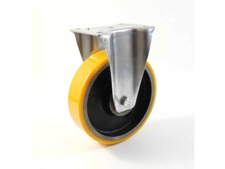 Roulette à platine renforcé, Roue à bandage polyuréthane coulé jaune, jante fonte, (série 60/Z)