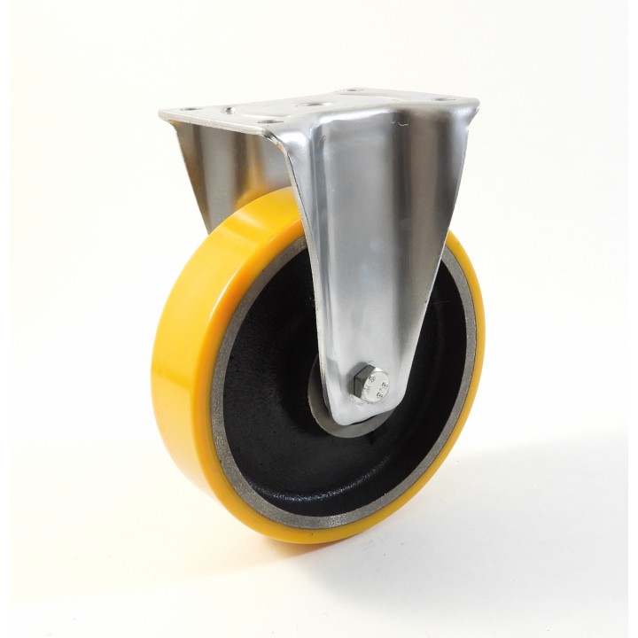 Roulette à platine renforcé, Roue à bandage polyuréthane coulé jaune, jante fonte, (série 60/Z)