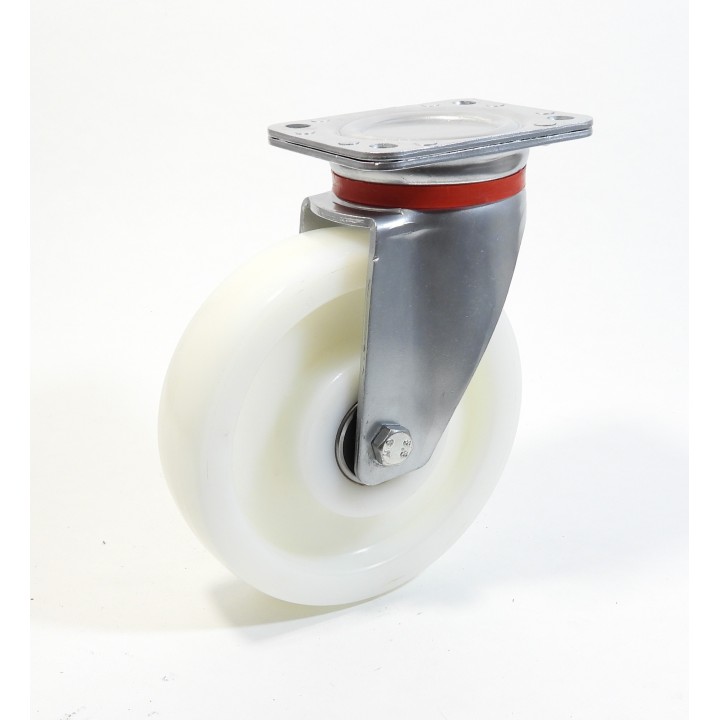 Roulette à platine renforcé, roue polyamide 6 blanc renforcé (série  60/PR)
