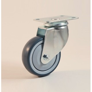 Roulette à platine, Roue à bandage TPE gris non marquant, jante polypropylène, (série 11-22/TPE)