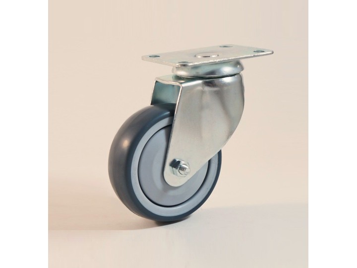 Roulette à platine, Roue à bandage TPE gris non marquant, jante polypropylène, (série 11-22/TPE)