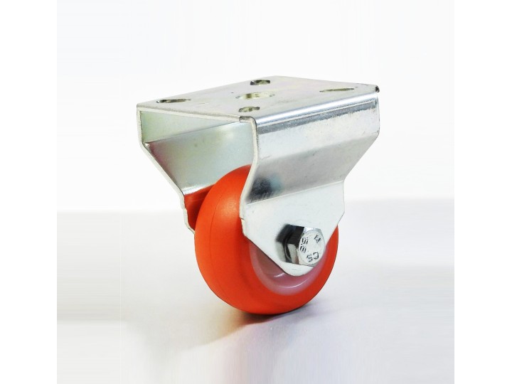 Roulette à platine surbaissé, Roue à bandage polyuréthane injecté rouge, jante polyamide, (série 11/N)