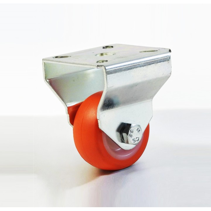 Roulette à platine surbaissé, Roue à bandage polyuréthane injecté rouge, jante polyamide, (série 11/N)