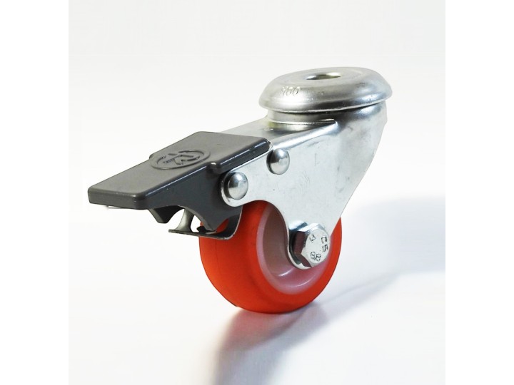 Roulette à trou central surbaissé, Roue à bandage polyuréthane injecté rouge, jante polyamide, (série 111/N)