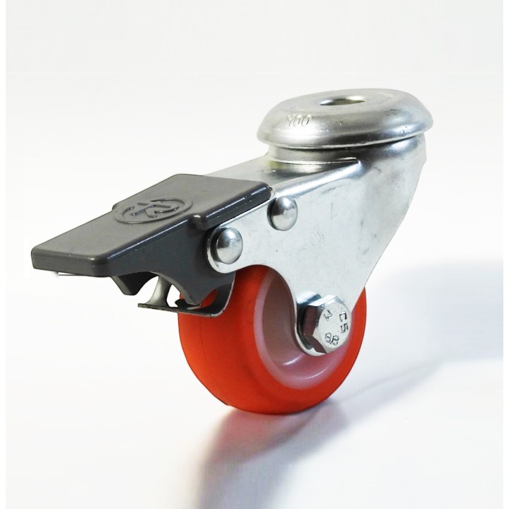 Roulette à trou central surbaissé, Roue à bandage polyuréthane injecté rouge, jante polyamide, (série 111/N)