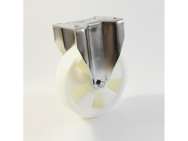 Roulette inox à platine renforcé, roue polyamide 6 blanc renforcé (série I60/PR)