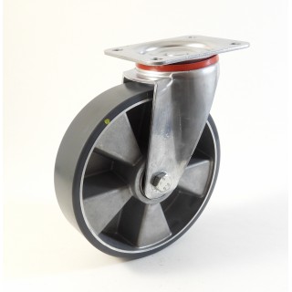 Roulette à platine, Roue à bandage polyuréthane antistatique coulé gris, jante aluminium, (série 22-40/TAS)