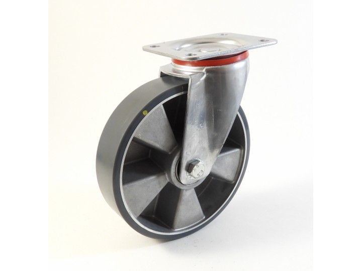 Roulette à platine, Roue à bandage polyuréthane antistatique coulé gris, jante aluminium, (série 22-40/TAS)