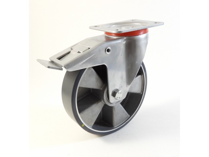 Roulette à platine, Roue à bandage polyuréthane antistatique coulé gris, jante aluminium, (série 22-40/TAS)