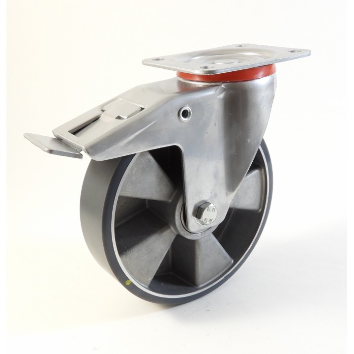 Roulette à platine, Roue à bandage polyuréthane antistatique coulé gris, jante aluminium, (série 22-40/TAS)