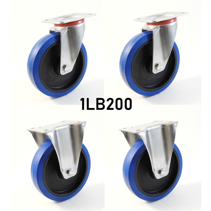 Pack composé de 4 roulettes Ø 200 mm série 2240/LB au choix