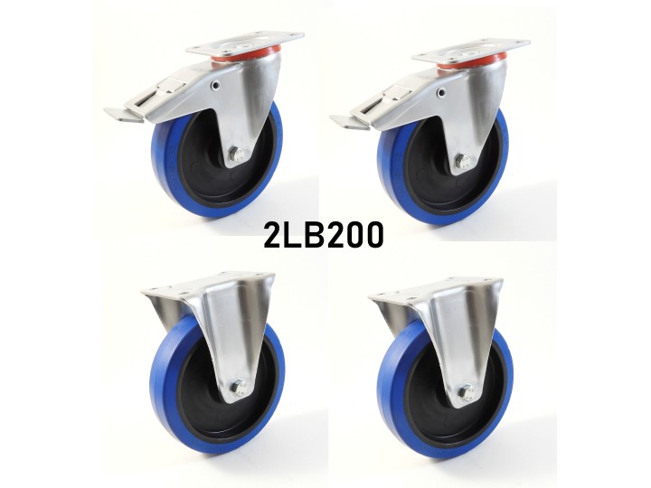 Pack composé de 4 roulettes Ø 200 mm série 2240/LB au choix