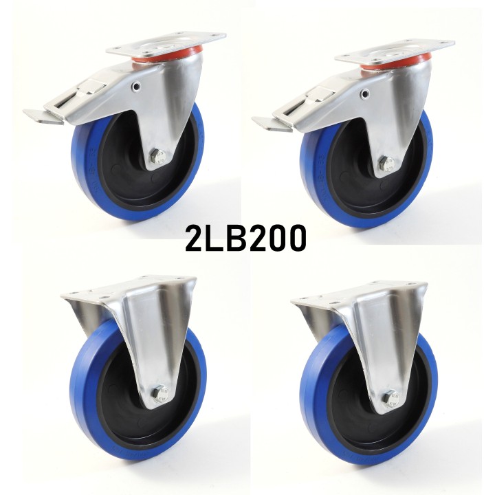 Pack composé de 4 roulettes Ø 200 mm série 2240/LB au choix