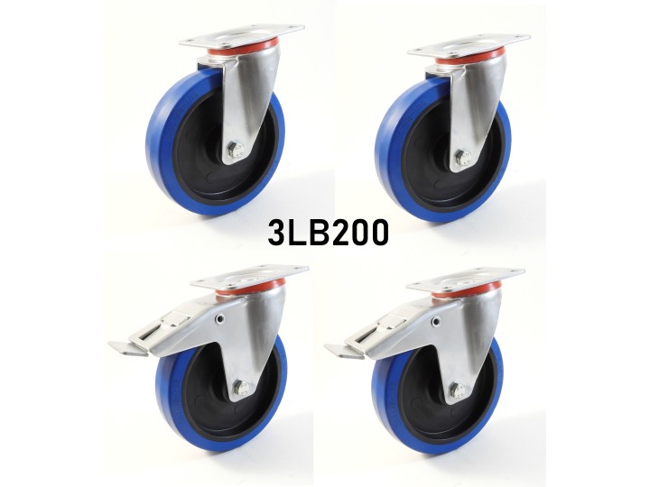 Pack composé de 4 roulettes Ø 200 mm série 2240/LB au choix