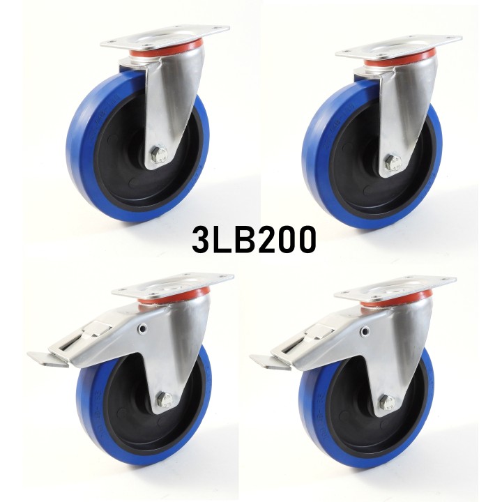 Pack composé de 4 roulettes Ø 200 mm série 2240/LB au choix