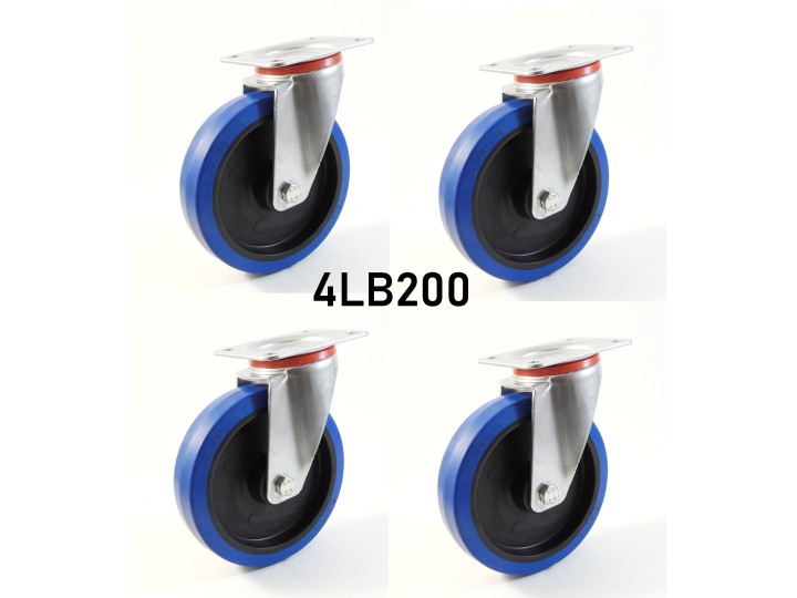 Pack composé de 4 roulettes Ø 200 mm série 2240/LB au choix