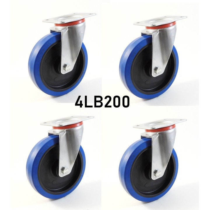 Pack composé de 4 roulettes Ø 200 mm série 2240/LB au choix