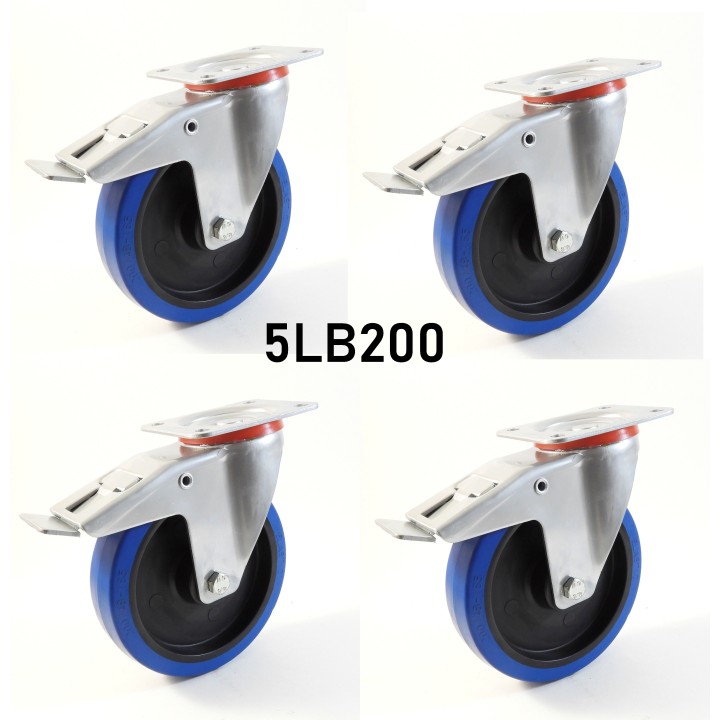 Pack composé de 4 roulettes Ø 200 mm série 2240/LB au choix