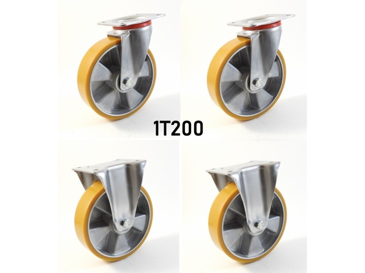 Pack composé de 4 roulettes Ø 200 mm série 2240/T au choix