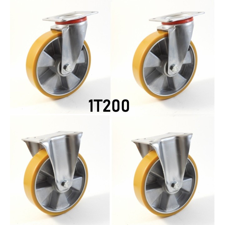 Pack composé de 4 roulettes Ø 200 mm série 2240/T au choix