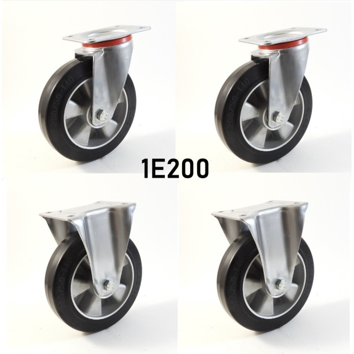 Pack composé de 4 roulettes Ø 200 mm série 2240/E au choix