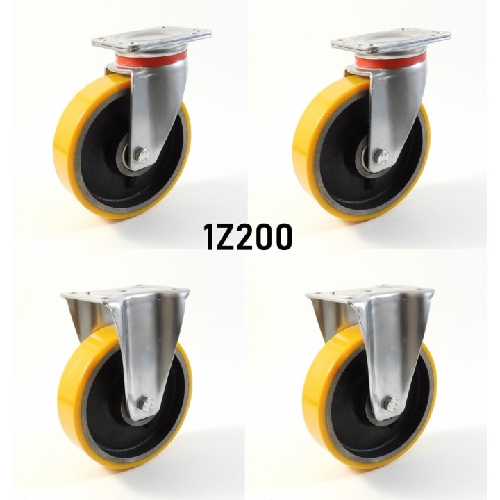 Pack composé de 4 roulettes Ø 200 mm série 2240/Z au choix