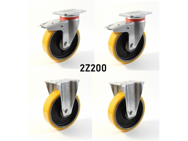 Pack composé de 4 roulettes Ø 200 mm série 2240/Z au choix