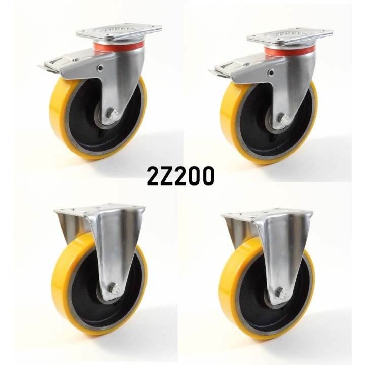 Pack composé de 4 roulettes Ø 200 mm série 2240/Z au choix