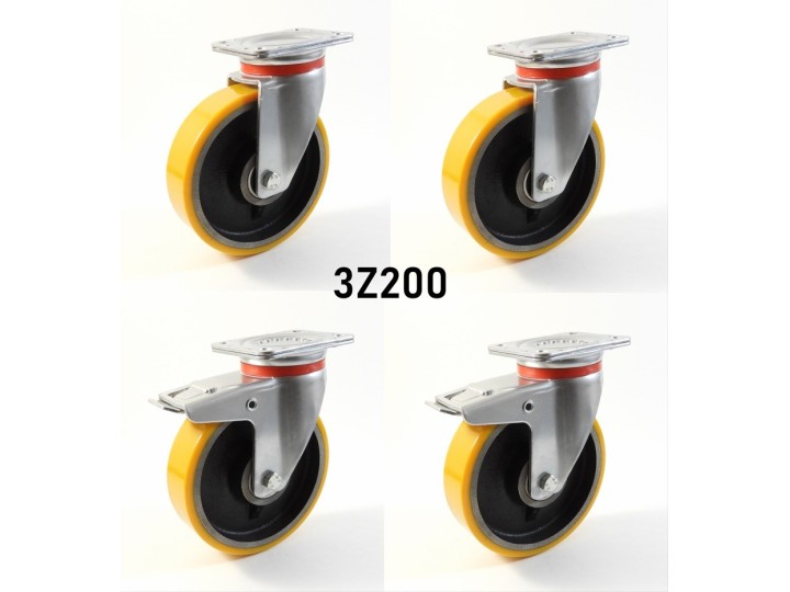 Pack composé de 4 roulettes Ø 200 mm série 2240/Z au choix