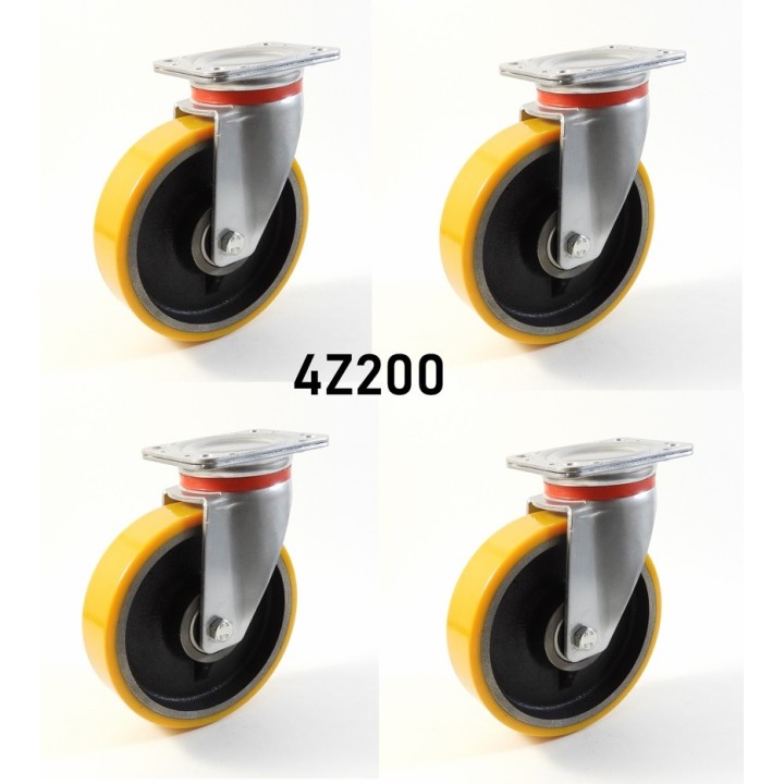 Pack composé de 4 roulettes Ø 200 mm série 2240/Z au choix