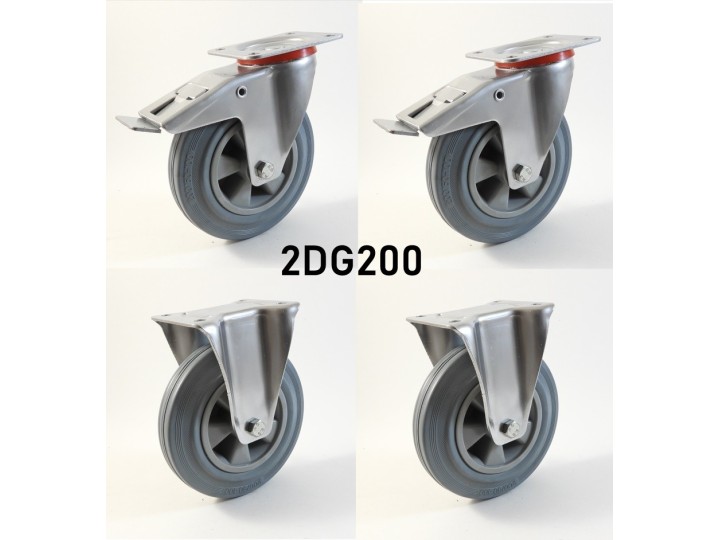Pack composé de 4 roulettes Ø 200 mm série 2240/DG au choix