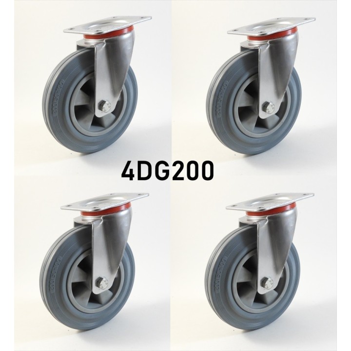 Pack composé de 4 roulettes Ø 200 mm série 2240/DG au choix